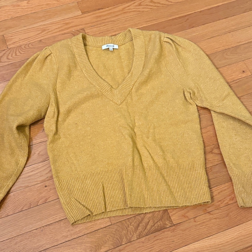 Madewell Yellow V-Neck Sweater